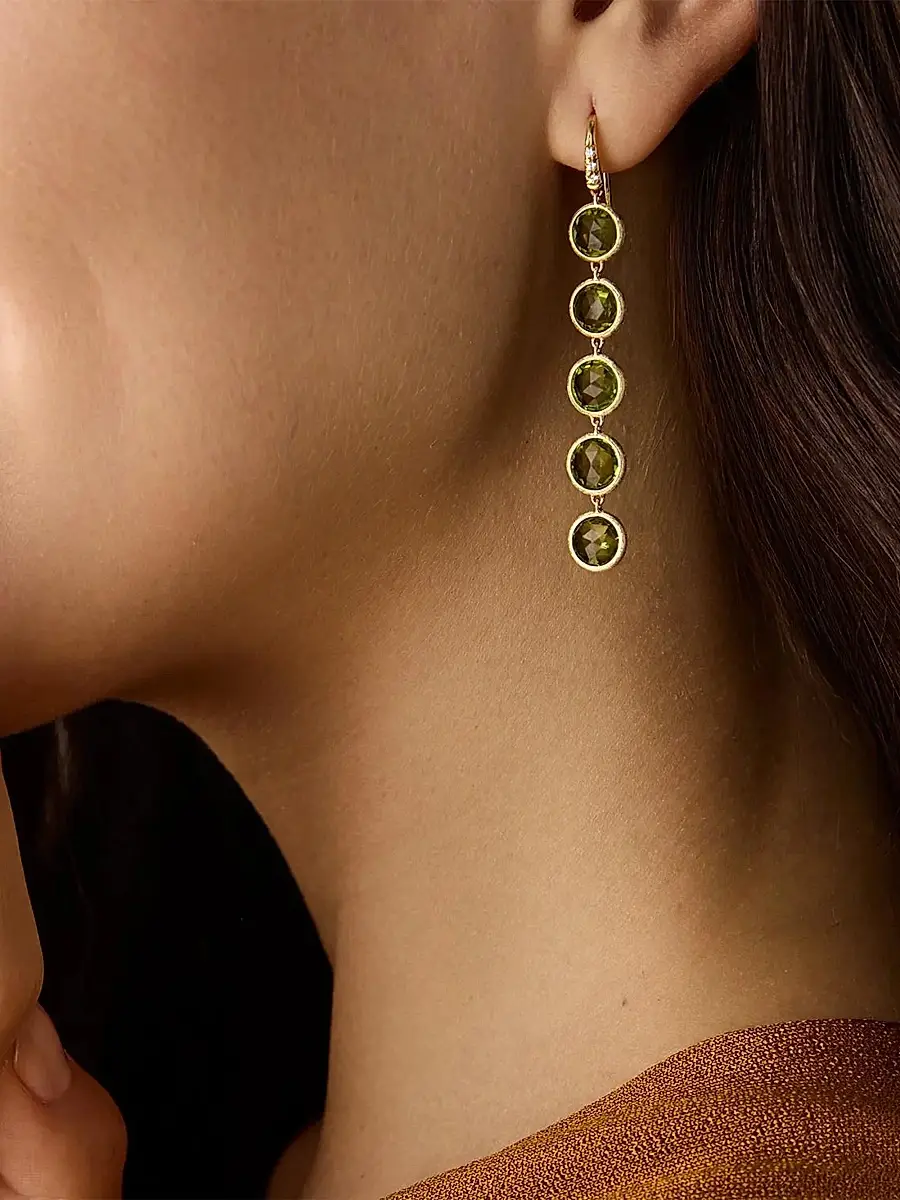 MARCO BICEGO Women's Jaipur Color 18K Yellow Gold, 0.03 TCW Diamond & Peridot Drop Earrings | Thumbnail 2