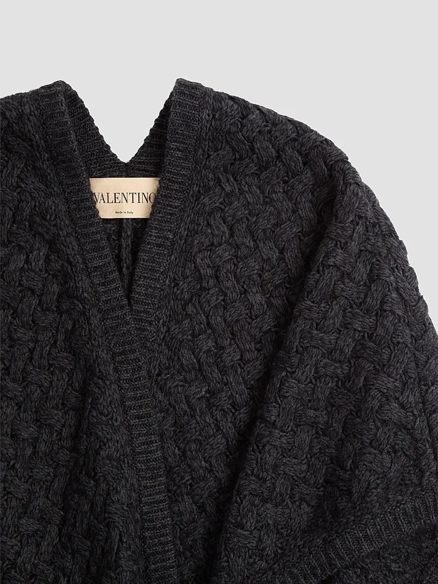 Valentino Women's Wool and Mohair Poncho - Anthracite | Thumbnail 3 Valentino Women's Wool and Mohair Poncho - Anthracite | Thumbnail 3