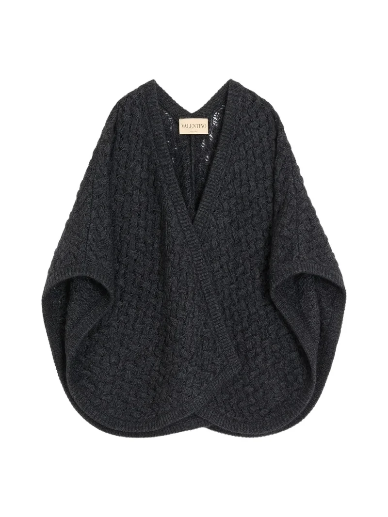 Women's Wool and Mohair Poncho - Anthracite