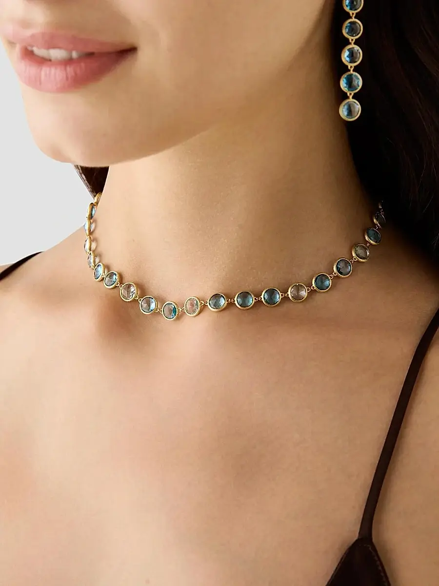 MARCO BICEGO Women's Jaipur Color 18K Yellow Gold & Blue Topaz Necklace | Thumbnail 2