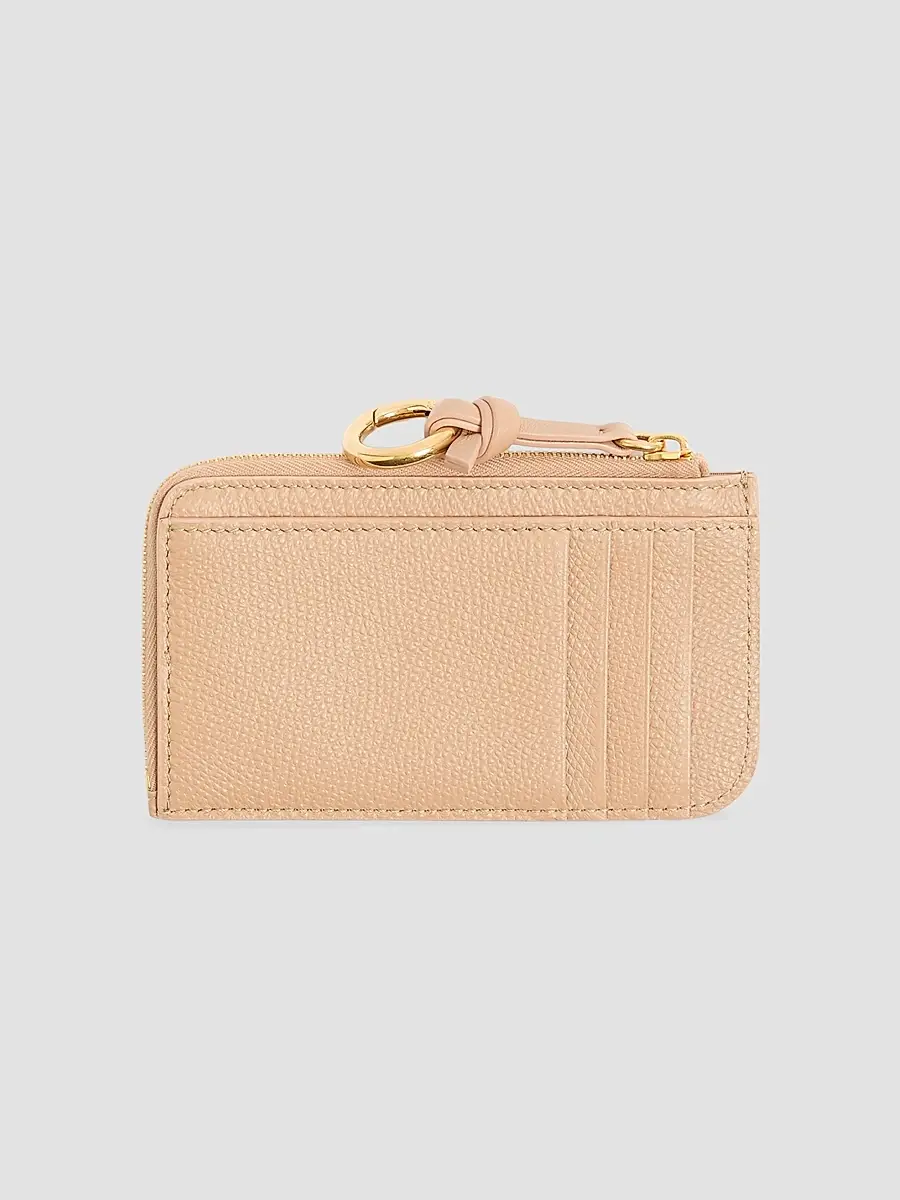Valentino Women's Zip-Around Charm Card Holder in Grainy Calfskin - Beige | Thumbnail 4 Valentino Women's Zip-Around Charm Card Holder in Grainy Calfskin - Beige | Thumbnail 4