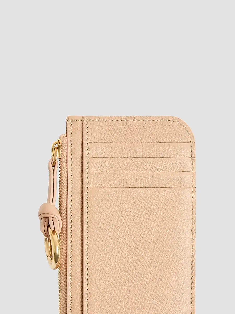 Valentino Women's Zip-Around Charm Card Holder in Grainy Calfskin - Beige | Thumbnail 5 Valentino Women's Zip-Around Charm Card Holder in Grainy Calfskin - Beige | Thumbnail 5
