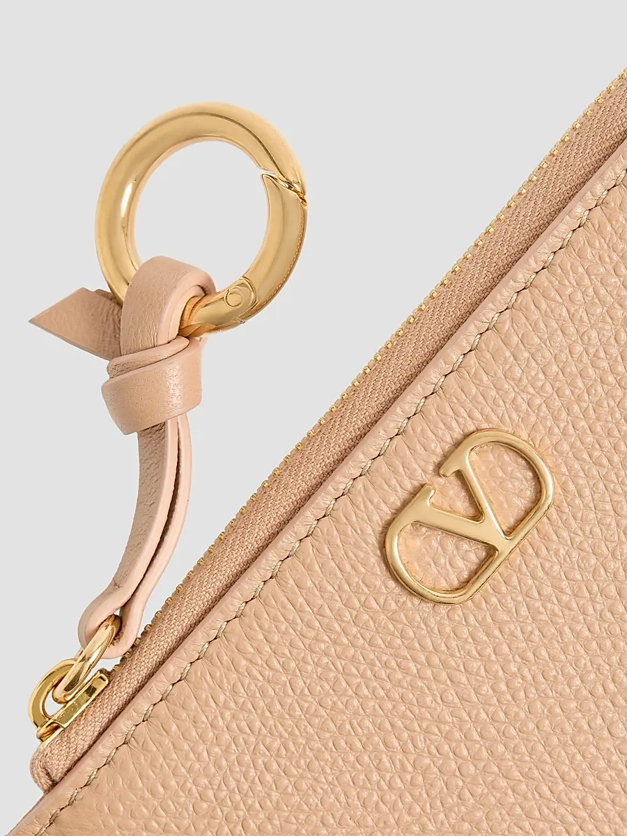 Valentino Women's Zip-Around Charm Card Holder in Grainy Calfskin - Beige | Thumbnail 6 Valentino Women's Zip-Around Charm Card Holder in Grainy Calfskin - Beige | Thumbnail 6