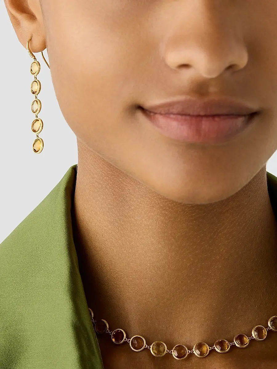 MARCO BICEGO Women's Jaipur Color 18K Yellow Gold, Citrine & 0.03 TCW Diamond Drop Earrings | Thumbnail 2