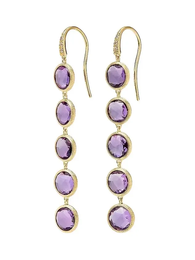 Women's Jaipur 18K Yellow Gold, Amethyst & 0.03 TCW Diamond Drop Earrings