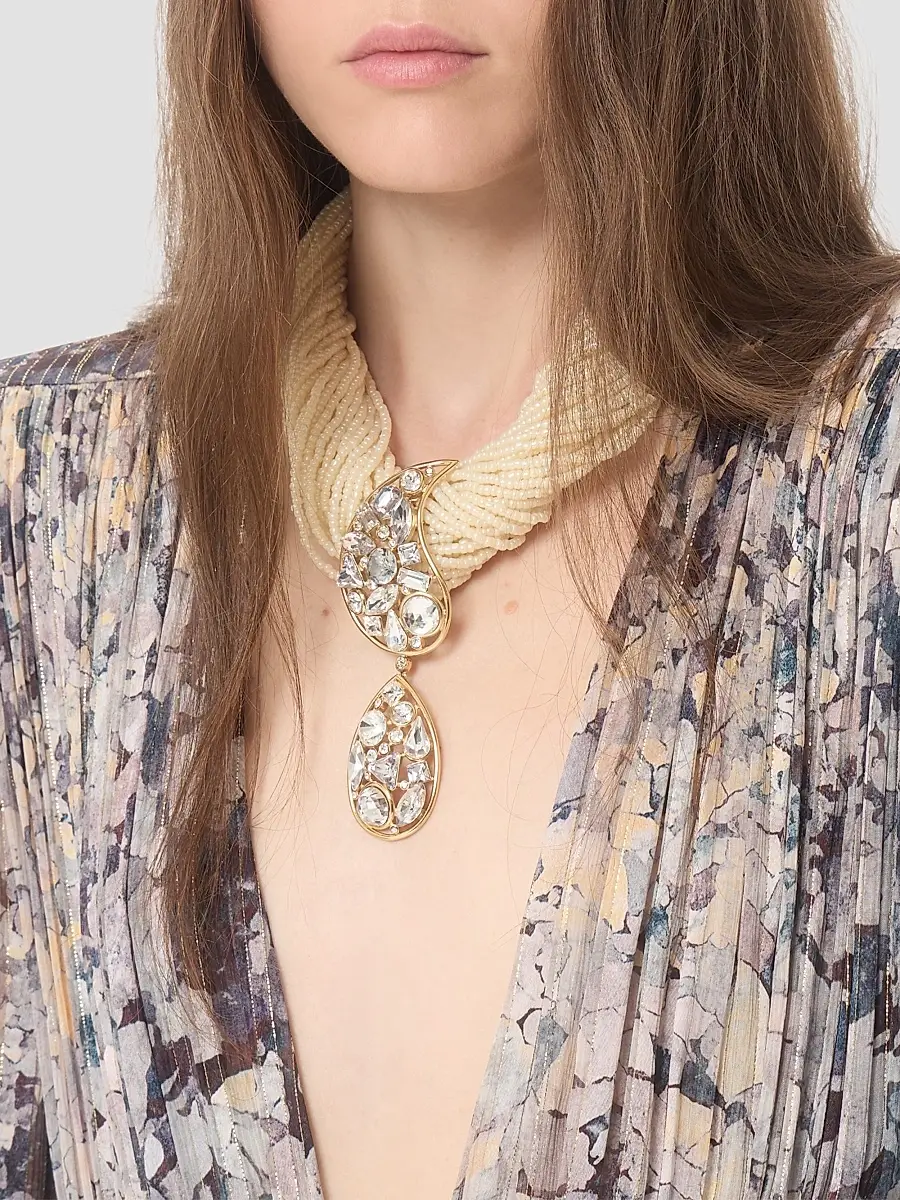 Valentino Women's Hypergoutte Torchon Necklace in Metal, Beads and Crystals | Thumbnail 2 Valentino Women's Hypergoutte Torchon Necklace in Metal, Beads and Crystals | Thumbnail 2
