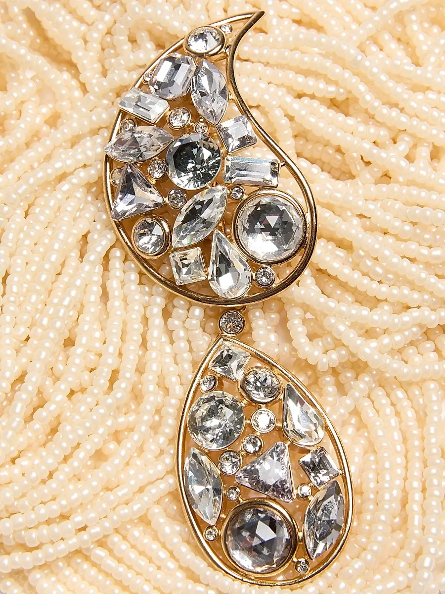 Valentino Women's Hypergoutte Torchon Necklace in Metal, Beads and Crystals | Thumbnail 4 Valentino Women's Hypergoutte Torchon Necklace in Metal, Beads and Crystals | Thumbnail 4