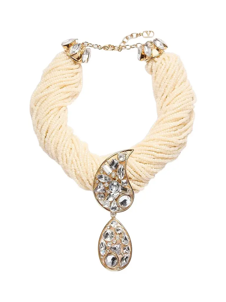 Valentino Women's Hypergoutte Torchon Necklace in Metal, Beads and Crystals