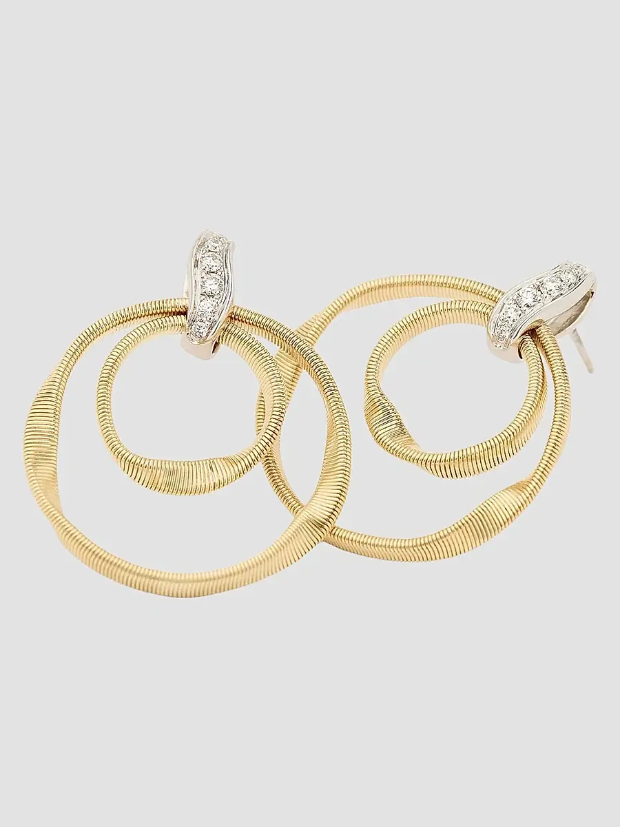 MARCO BICEGO Women's Marrakech 18K Gold & 0.08 TCW Diamond Double-Hoop Drop Earrings | Thumbnail 3 MARCO BICEGO Women's Marrakech 18K Gold & 0.08 TCW Diamond Double-Hoop Drop Earrings | Thumbnail 3
