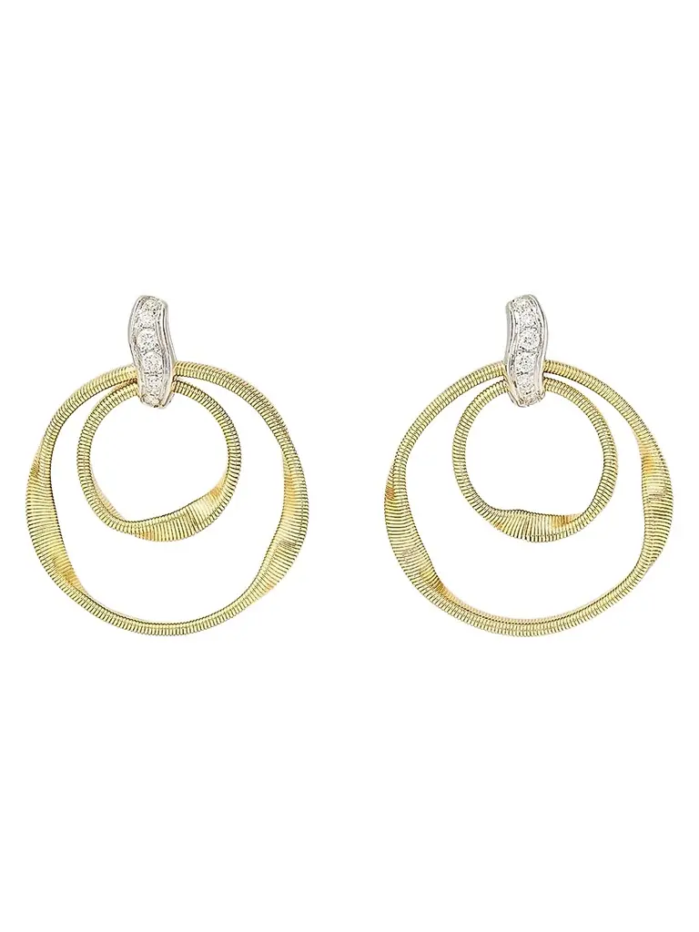 MARCO BICEGO Women's Marrakech 18K Gold & 0.08 TCW Diamond Double-Hoop Drop Earrings