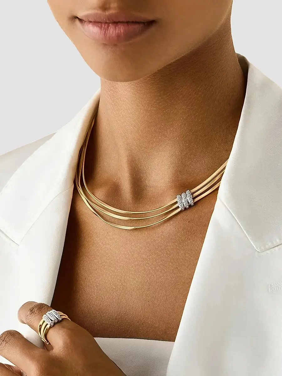 MARCO BICEGO Women's Marrakech 18K Gold & 0.21 TCW Diamond Triple-Strand Necklace | Thumbnail 2 MARCO BICEGO Women's Marrakech 18K Gold & 0.21 TCW Diamond Triple-Strand Necklace | Thumbnail 2