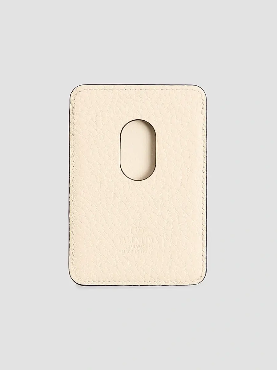 Valentino Women's Rockstud Magnetic Cardholder in Grainy Calfskin - Ivory | Thumbnail 2 Valentino Women's Rockstud Magnetic Cardholder in Grainy Calfskin - Ivory | Thumbnail 2