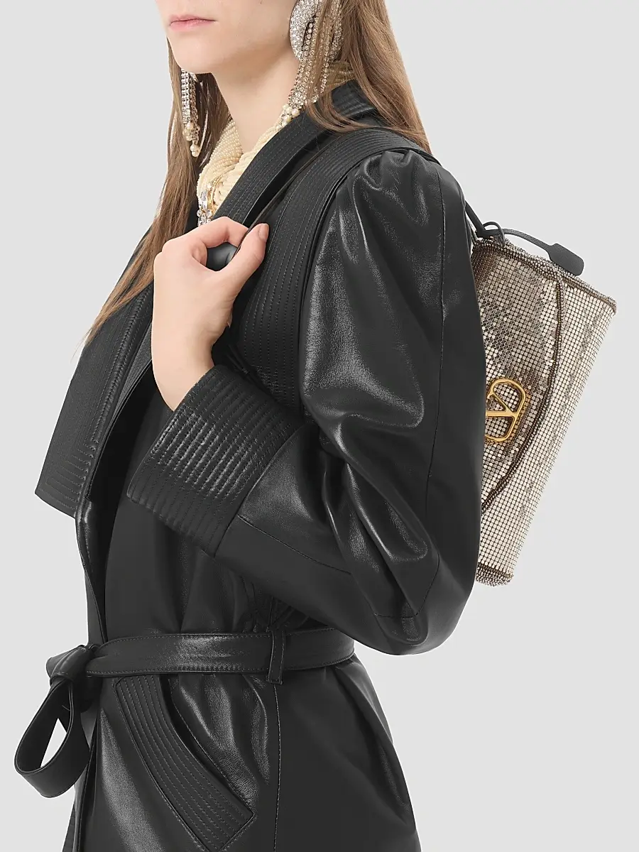 Valentino Women's DeVain Small Metallic Mesh Shoulder Bag | Thumbnail 3 Valentino Women's DeVain Small Metallic Mesh Shoulder Bag | Thumbnail 3