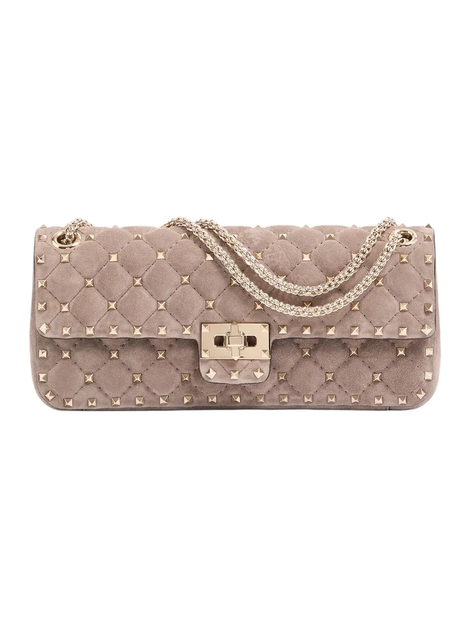 Valentino Women's Rockstud Spike Suede Medium Shoulder Bag