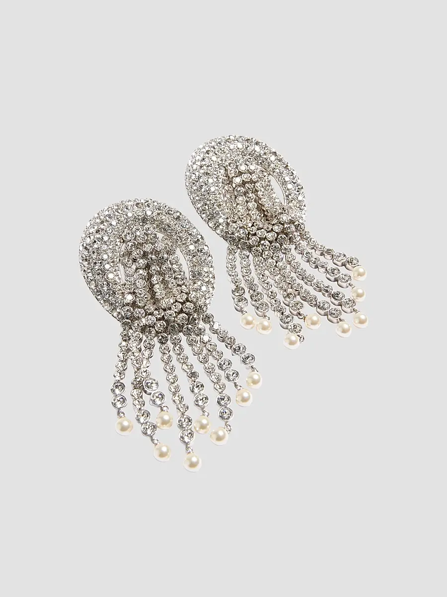 Valentino Women's Kabarett Earrings in Metal and Crystal - Palladium | Thumbnail 3 Valentino Women's Kabarett Earrings in Metal and Crystal - Palladium | Thumbnail 3