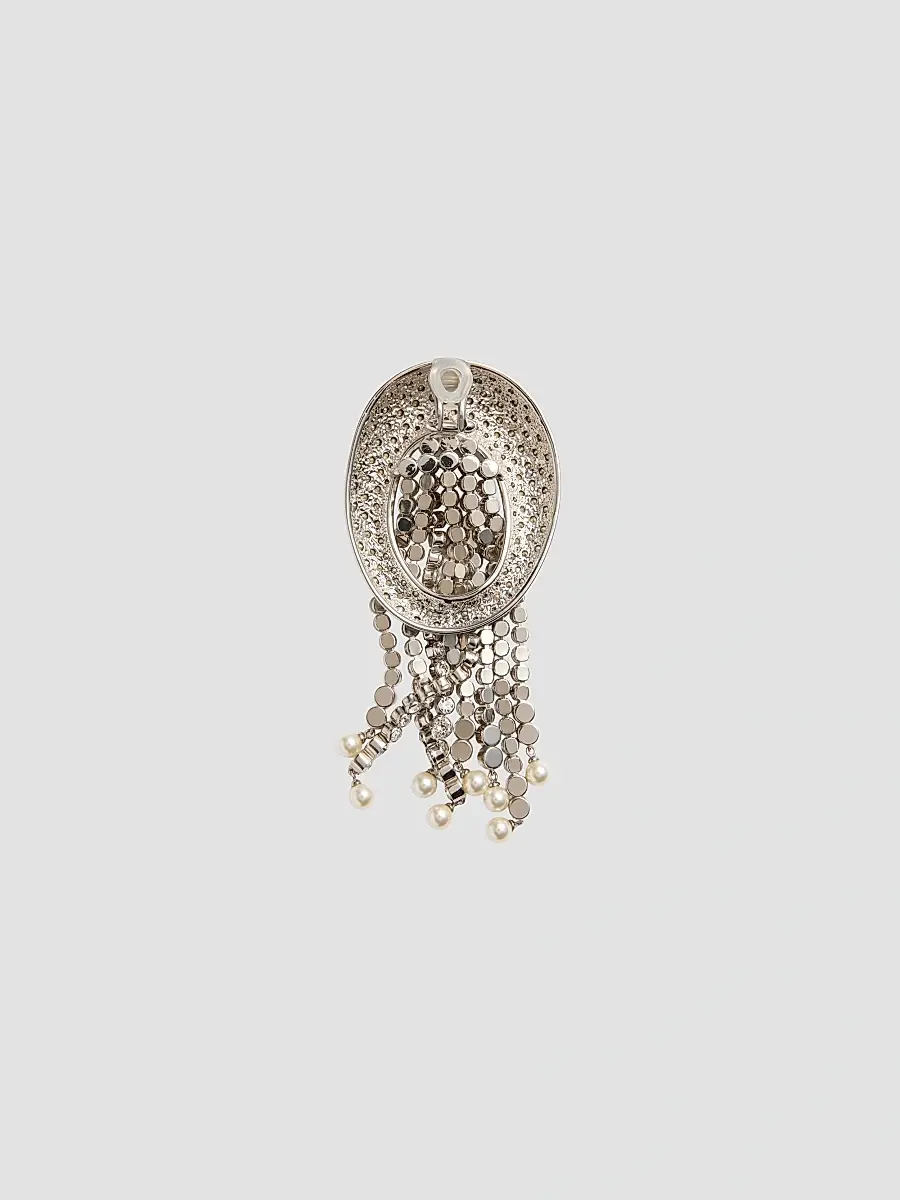 Valentino Women's Kabarett Earrings in Metal and Crystal - Palladium | Thumbnail 4 Valentino Women's Kabarett Earrings in Metal and Crystal - Palladium | Thumbnail 4