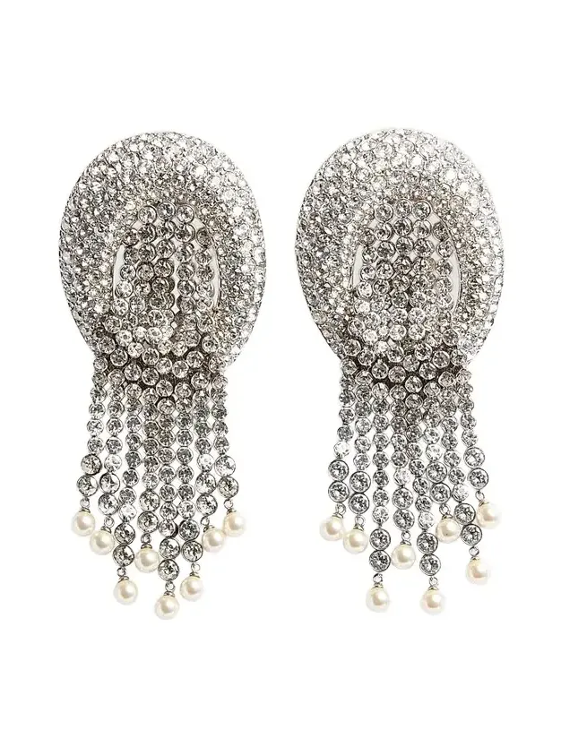 Valentino Women's Kabarett Earrings in Metal and Crystal - Palladium