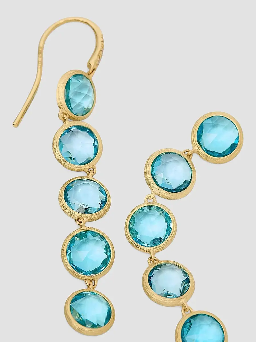 MARCO BICEGO Women's Jaipur Color 18K Yellow Gold, Blue Topaz & 0.03 TCW Diamond Five-Drop Earrings | Thumbnail 3