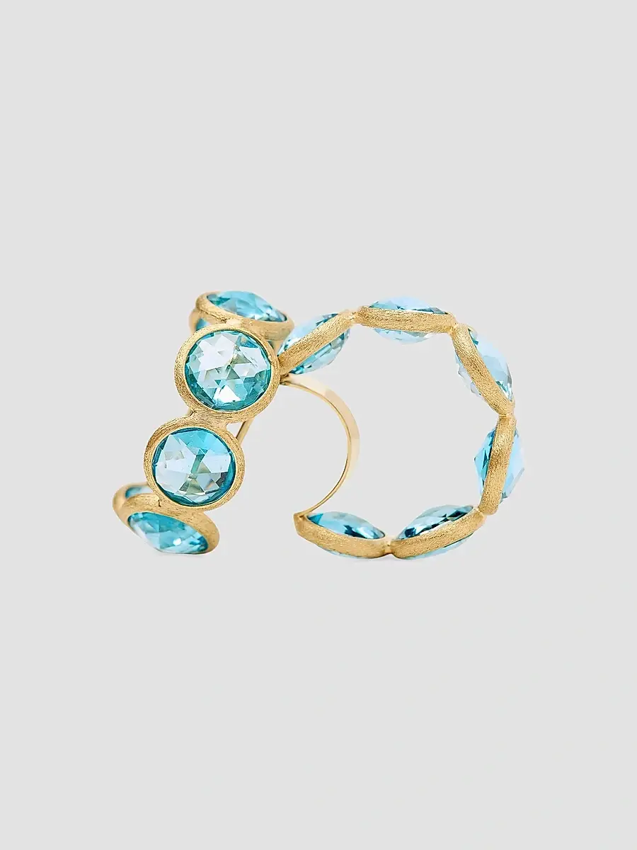 MARCO BICEGO Women's Jaipur Color 18K Yellow Gold & Blue Topaz Hoop Earrings | Thumbnail 3