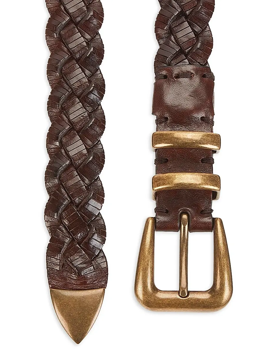 Brunello Cucinelli Men's Braided Leather Belt | Thumbnail 2 Brunello Cucinelli Men's Braided Leather Belt | Thumbnail 2