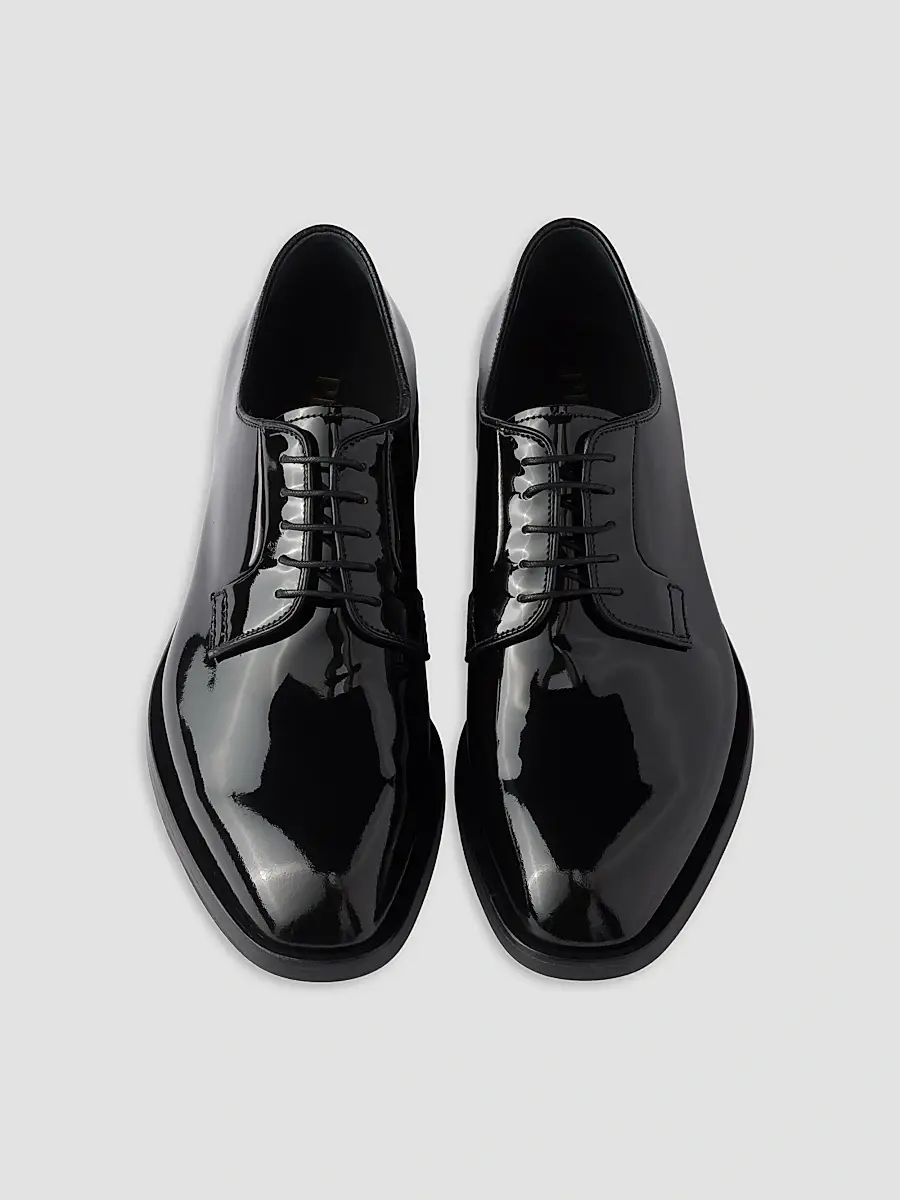 Prada Men's Patent Leather Lace-Up Shoes | Thumbnail 2 Prada Men's Patent Leather Lace-Up Shoes | Thumbnail 2