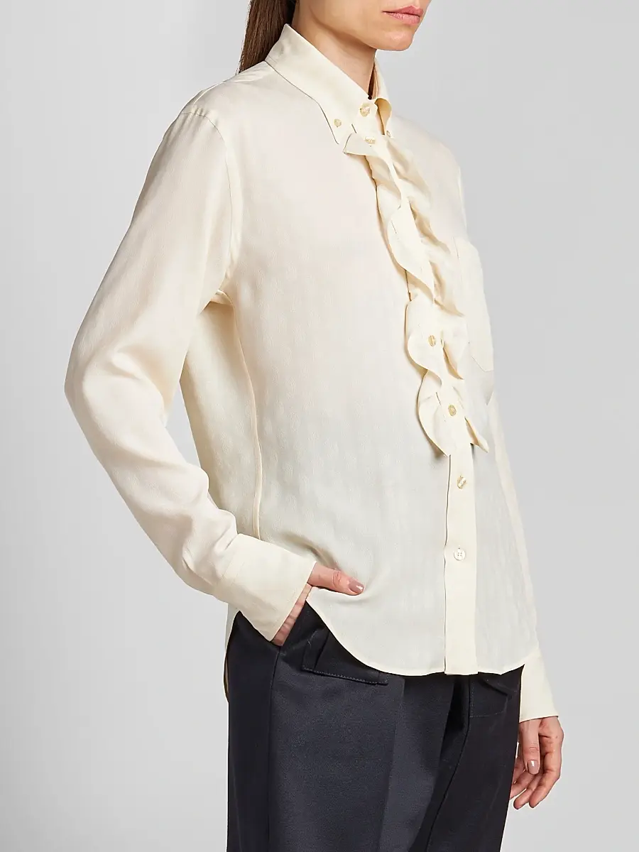 Etro Women's Ruffle Placket Silk-Blend Shirt | Thumbnail 4 Etro Women's Ruffle Placket Silk-Blend Shirt | Thumbnail 4
