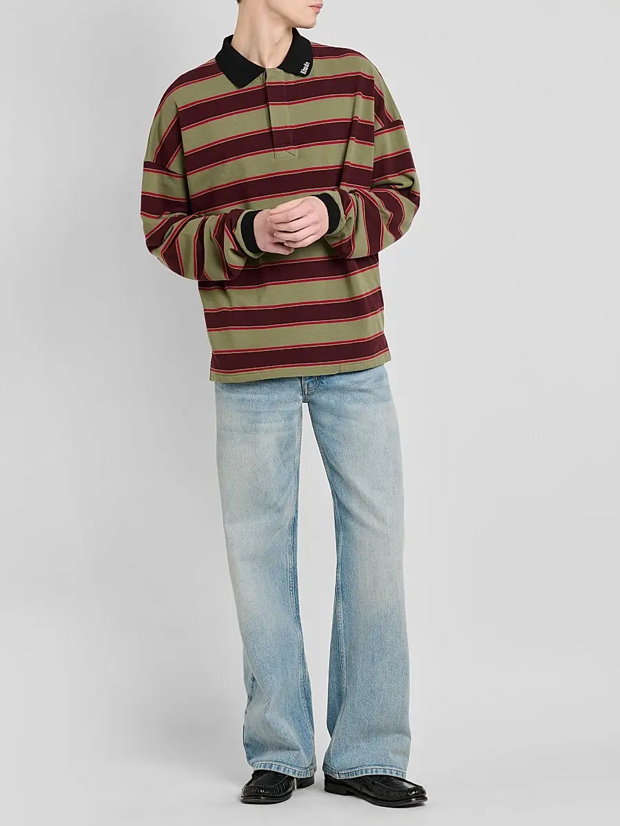 Rhude Men's Fontaine Striped Cotton Polo Shirt | Thumbnail 2 Rhude Men's Fontaine Striped Cotton Polo Shirt | Thumbnail 2