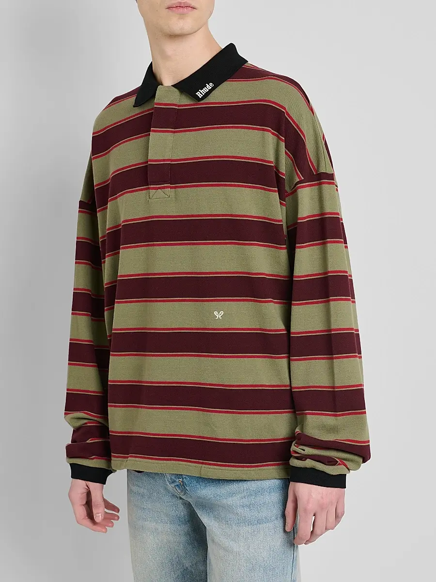 Rhude Men's Fontaine Striped Cotton Polo Shirt | Thumbnail 5 Rhude Men's Fontaine Striped Cotton Polo Shirt | Thumbnail 5