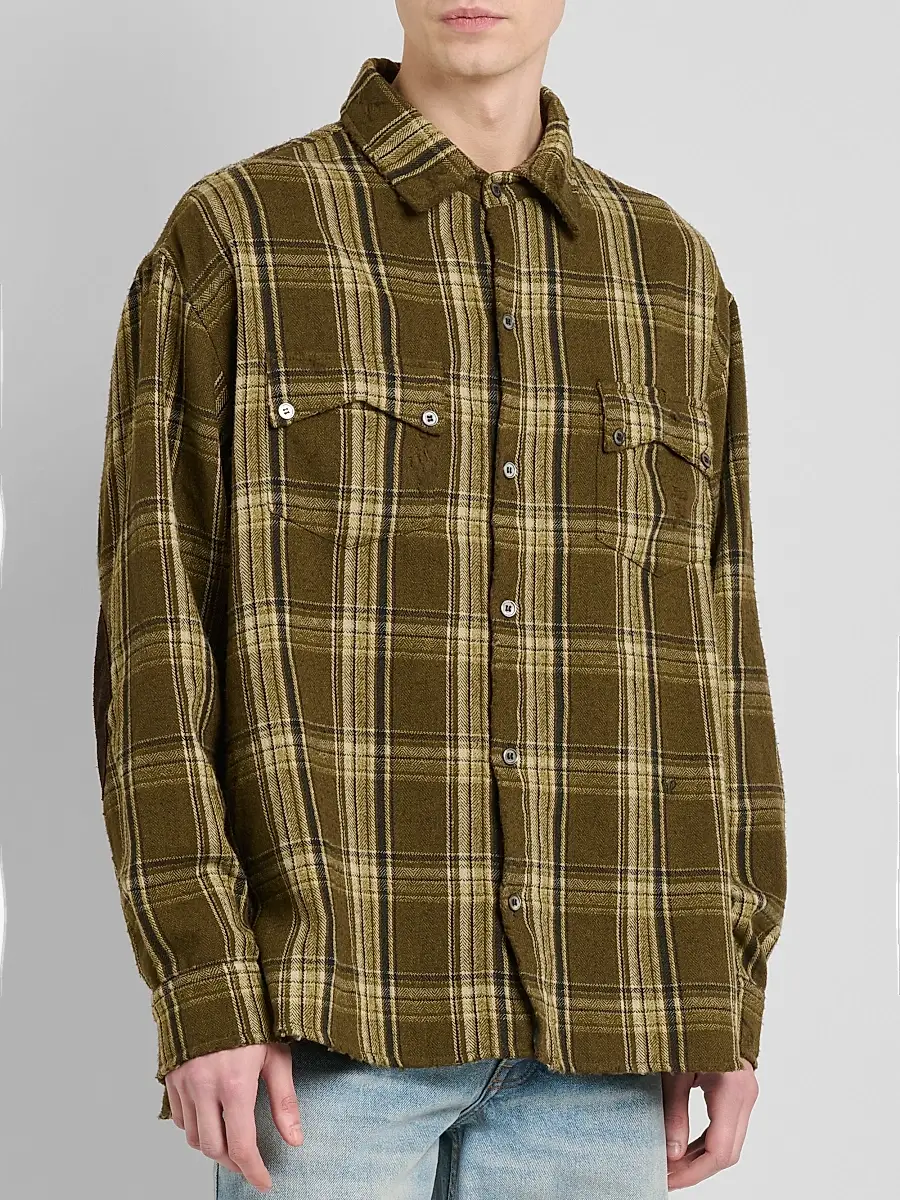 Rhude Men's Aviano Checked Cotton-Blend Shirt | Thumbnail 4 Rhude Men's Aviano Checked Cotton-Blend Shirt | Thumbnail 4