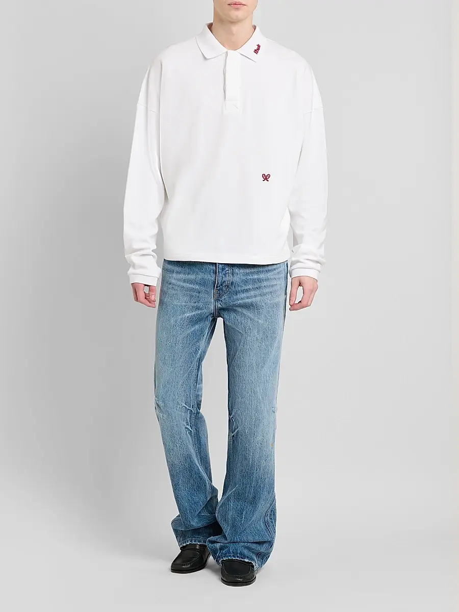 Rhude Men's Logo Embroidery Long-Sleeve Polo Shirt | Thumbnail 2 Rhude Men's Logo Embroidery Long-Sleeve Polo Shirt | Thumbnail 2