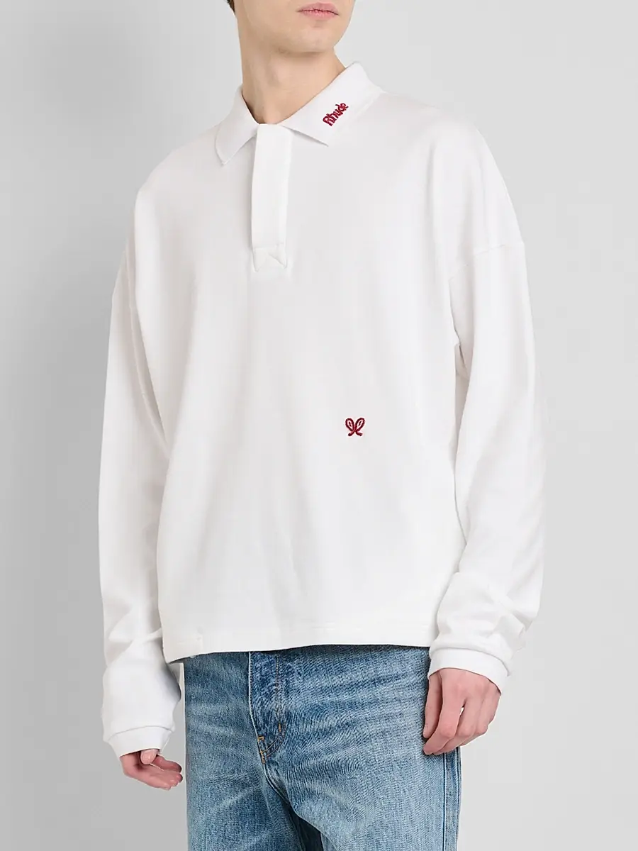 Rhude Men's Logo Embroidery Long-Sleeve Polo Shirt | Thumbnail 4 Rhude Men's Logo Embroidery Long-Sleeve Polo Shirt | Thumbnail 4