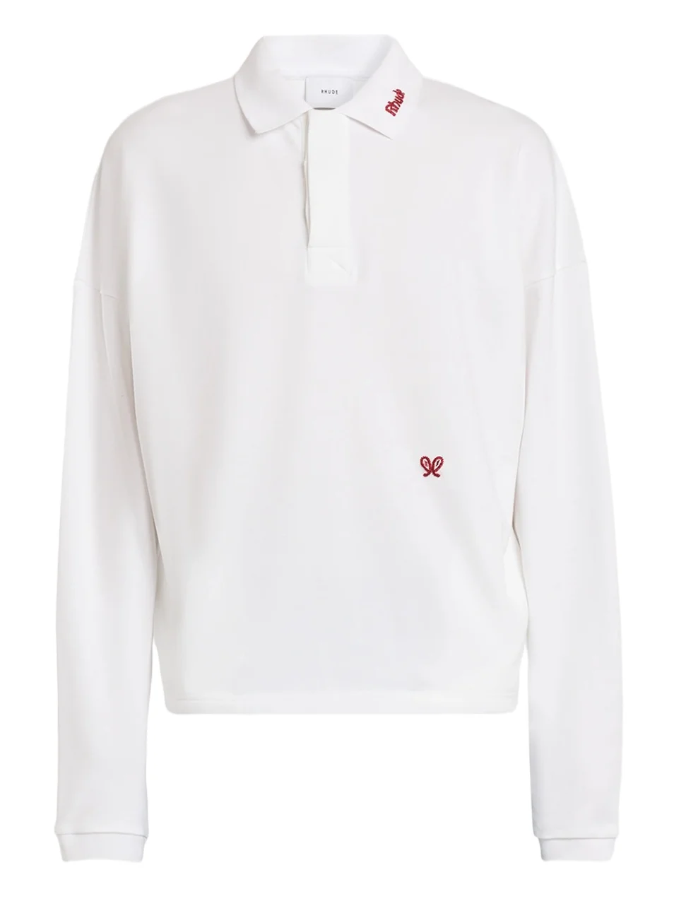 Rhude Men's Logo Embroidery Long-Sleeve Polo Shirt