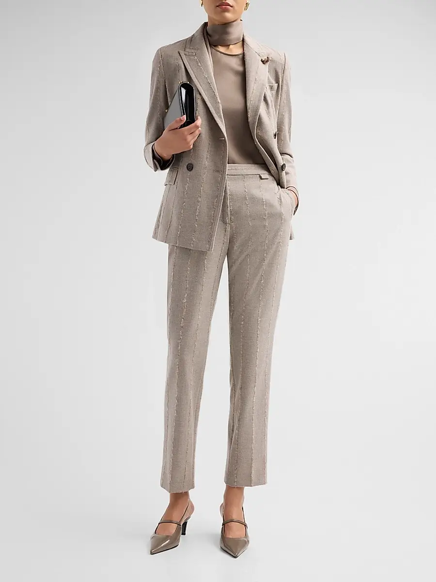 Fabiana Filippi Women's Filo Diamanté Wool-Blend Pinstriped Flannel Trousers | Thumbnail 2 Fabiana Filippi Women's Filo Diamanté Wool-Blend Pinstriped Flannel Trousers | Thumbnail 2