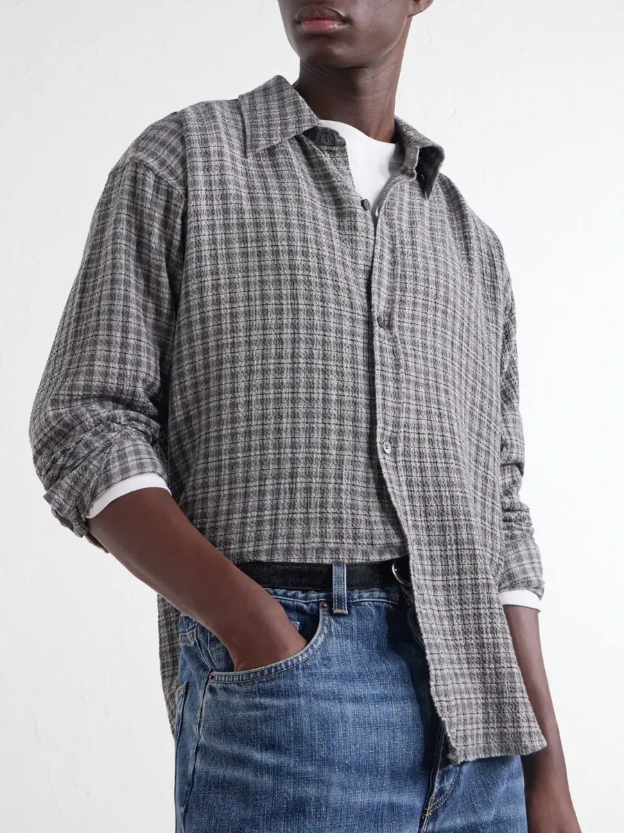 mfpen Vacation Checked Cotton and Wool-Blend Seersucker Shirt - Men | Thumbnail 5