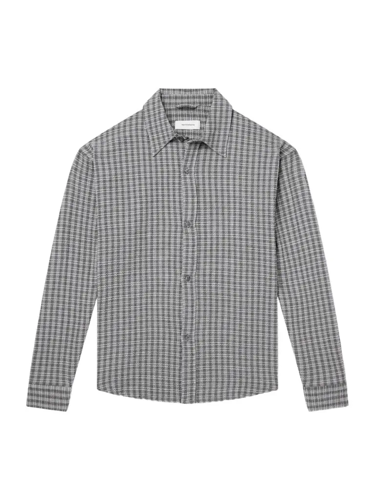 mfpen Vacation Checked Cotton and Wool-Blend Seersucker Shirt - Men