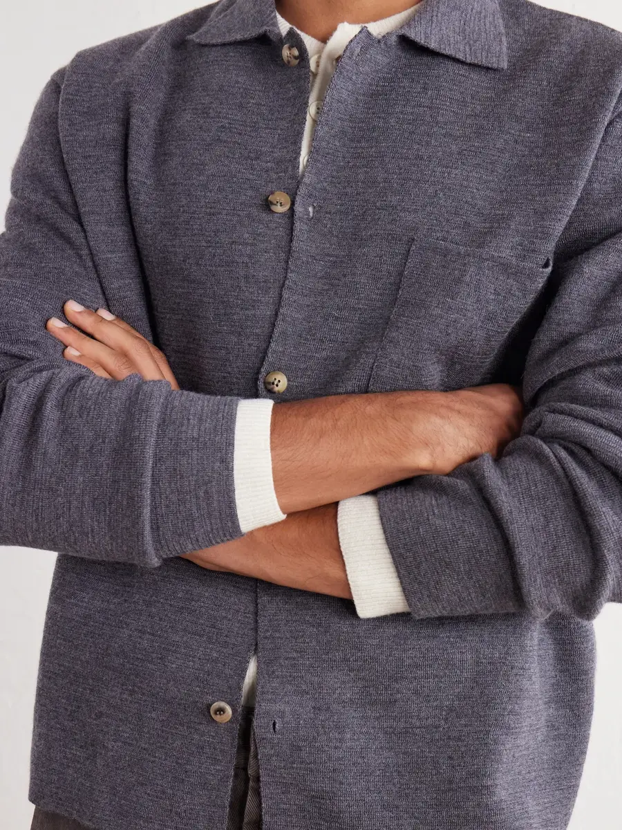 De Bonne Facture Milano Stitch Merino Wool Cardigan - Men | Thumbnail 5 De Bonne Facture Milano Stitch Merino Wool Cardigan - Men | Thumbnail 5