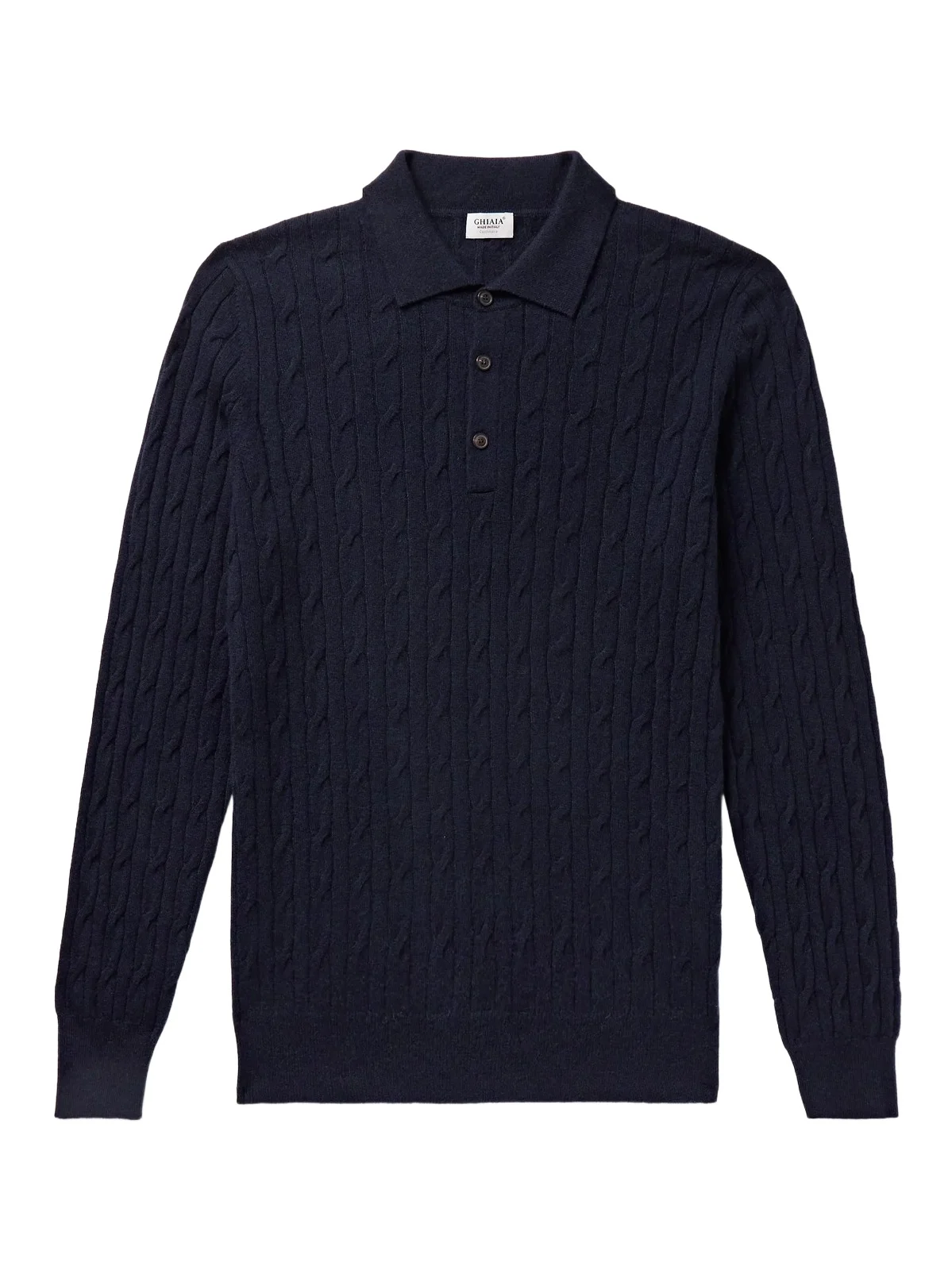 Ghiaia Cashmere Cable-Knit Cashmere Polo Shirt - Men
