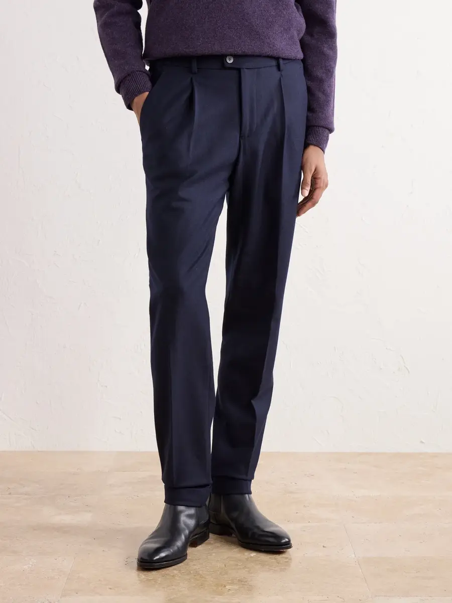 Thom Sweeney Straight-Leg Pleated Virgin Wool-Blend Chinos - Men | Thumbnail 3 Thom Sweeney Straight-Leg Pleated Virgin Wool-Blend Chinos - Men | Thumbnail 3