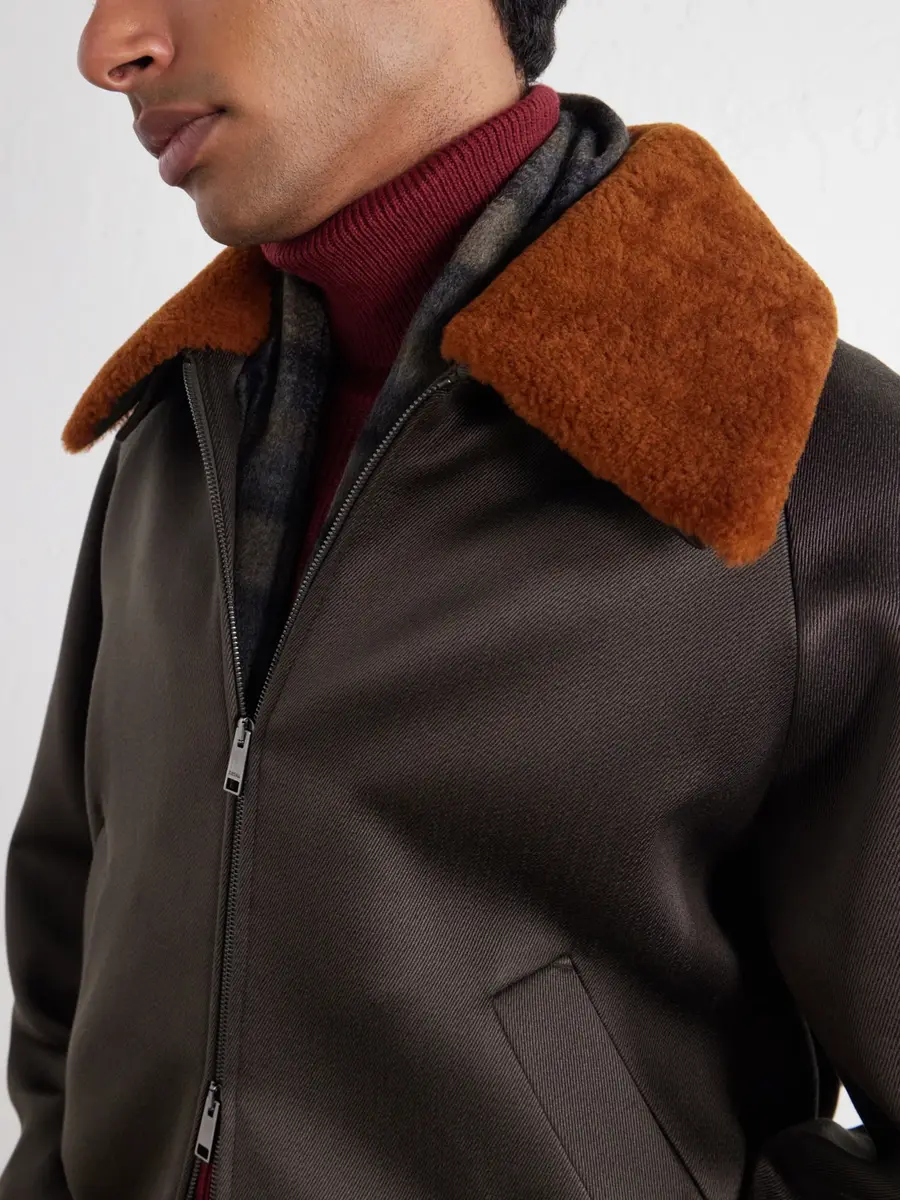Zegna Shearling-Trimmed Wool and Silk-Blend Twill Blouson Jacket - Men | Thumbnail 5 Zegna Shearling-Trimmed Wool and Silk-Blend Twill Blouson Jacket - Men | Thumbnail 5