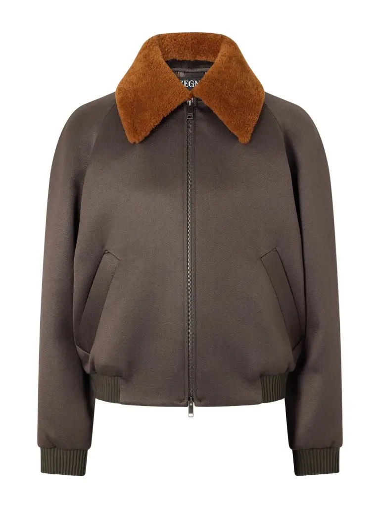 Shearling-Trimmed Wool and Silk-Blend Twill Blouson Jacket - Men Shearling-Trimmed Wool and Silk-Blend Twill Blouson Jacket - Men