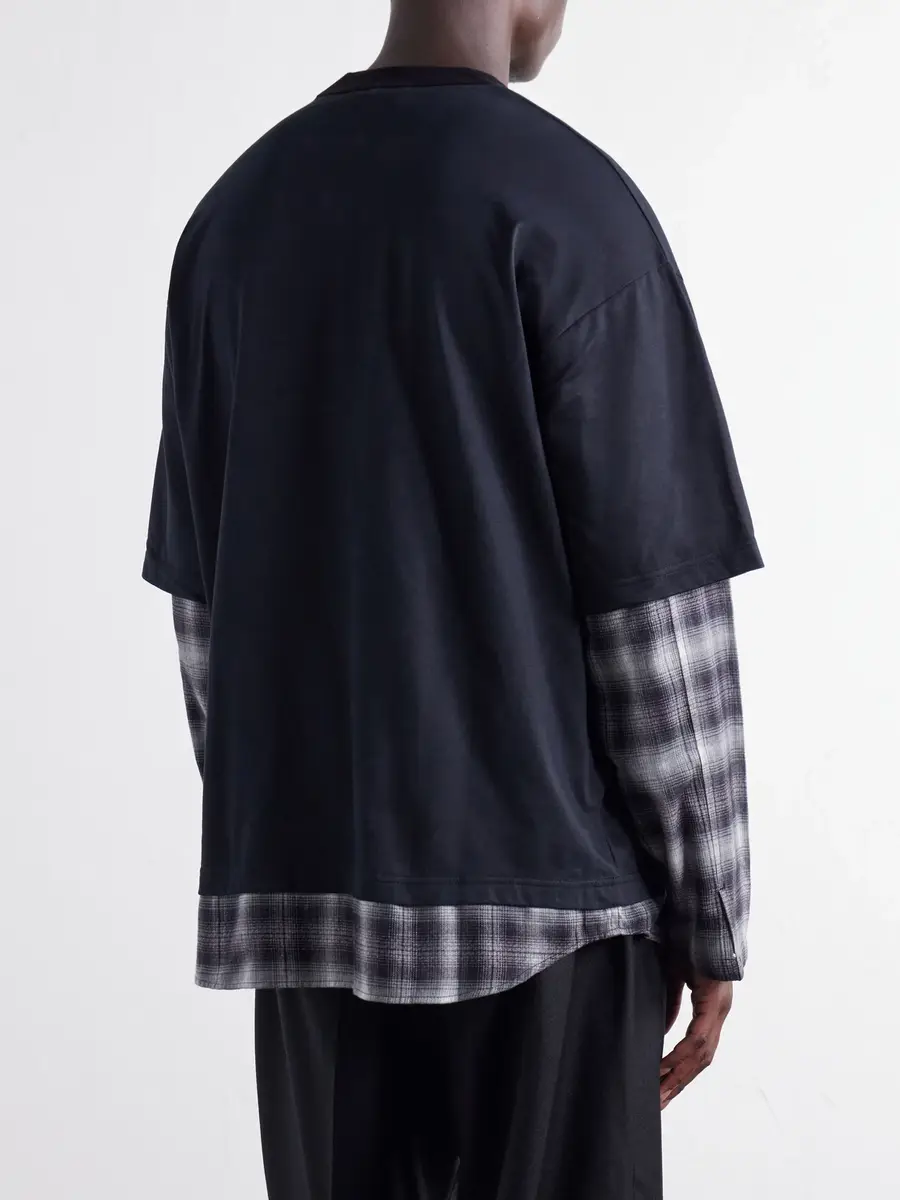 COMME des GARCONS HOMME Checked Layered Cotton T-Shirt - Men | Thumbnail 4