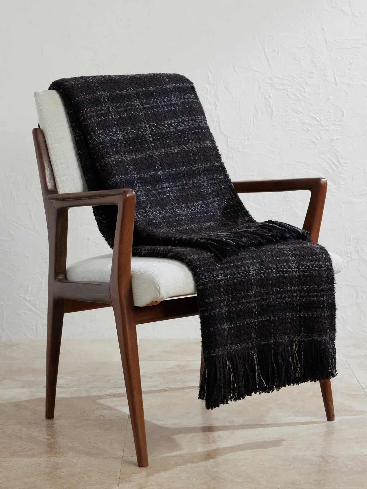 Johnstons of Elgin Luxury Texture Checked Cashmere, Silk and Alpaca Wool-Blend Throw - Men