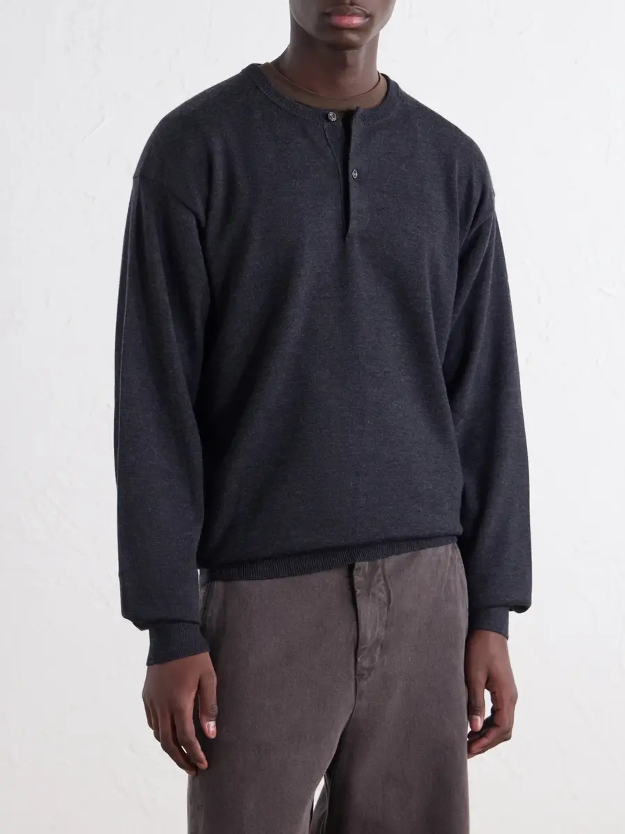 A.PRESSE Wool Henley Sweater - Men | Thumbnail 3