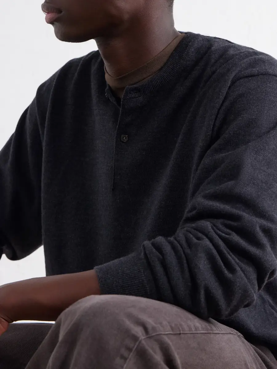 A.PRESSE Wool Henley Sweater - Men | Thumbnail 5
