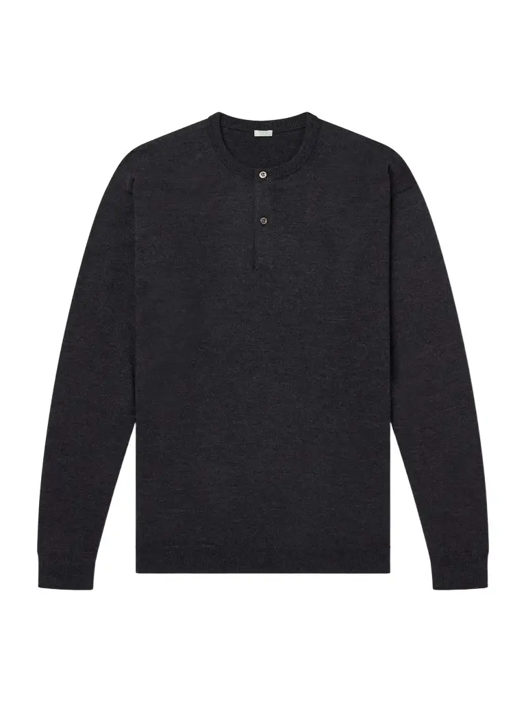 Wool Henley Sweater - Men Wool Henley Sweater - Men