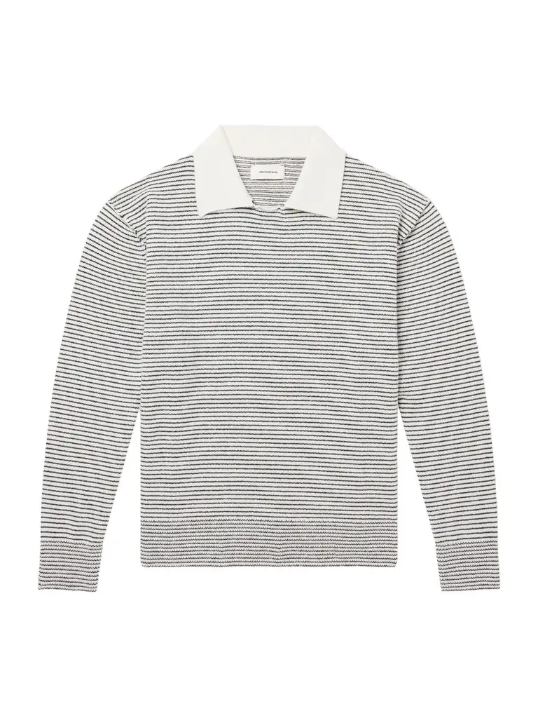 mfpen Charming Striped Wool Polo Sweater - Men