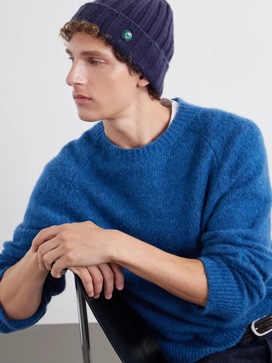God’s True Cashmere Malachite-Embellished Ribbed Cashmere Beanie - Men | Thumbnail 3