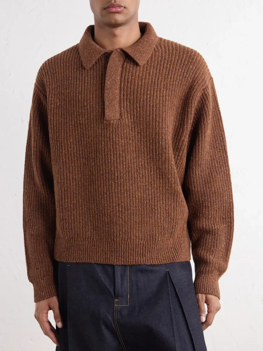 SAGE NATION Ribbed-Knit Wool Polo Sweater - Men | Thumbnail 3 SAGE NATION Ribbed-Knit Wool Polo Sweater - Men | Thumbnail 3