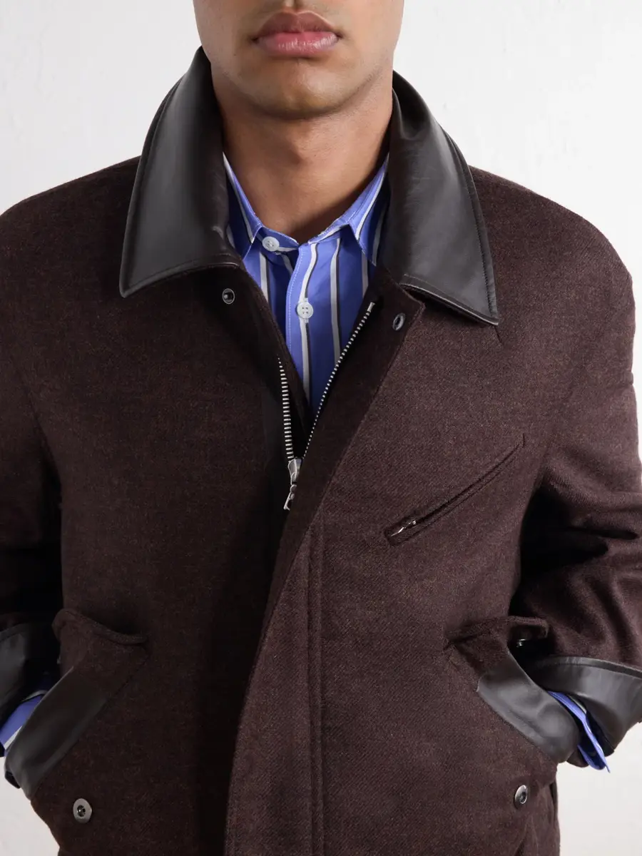 SAGE NATION Painter Leather-Trimmed Wool-Twill Blouson Jacket - Men | Thumbnail 5 SAGE NATION Painter Leather-Trimmed Wool-Twill Blouson Jacket - Men | Thumbnail 5