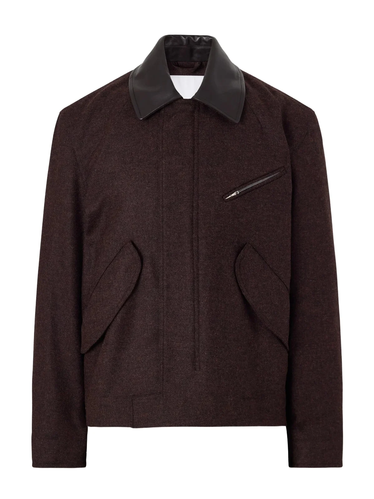 SAGE NATION Painter Leather-Trimmed Wool-Twill Blouson Jacket - Men